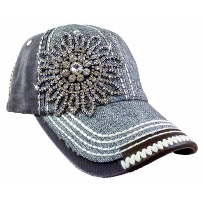 Olive and Pique Super Bling Ball Cap Glass Beaded  Duo Tone Stitch Linen  eb-72369899
